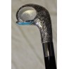 Canne avec pommeau argenté boite Turquoise
