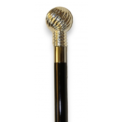 Walking stick with a ribbed silver ball-shaped knob
