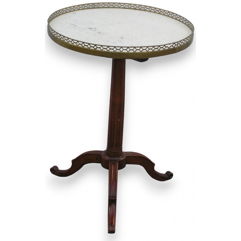  Guéridon rond, tripode, Louis XVI, marbre blanc sur  Moinat SA  - Antiquités décoration