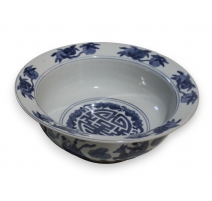 Coupe en porcelaine bleu-blanc décor personnages