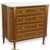 Commode Louis XVI à 4 tiroirs, dessus marbre blanc