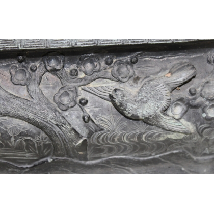 Jardinière chinoise en bronze ornée d'oiseaux