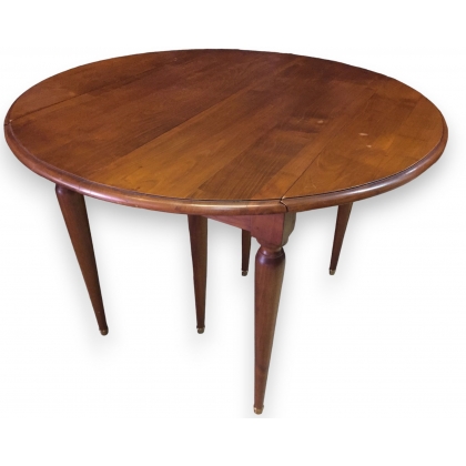 Table ronde à abattants en merisier