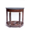 Empire-style half-moon console table with two shelves