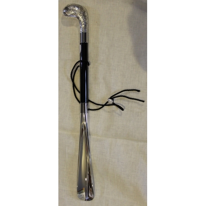 Silver-plated shoehorn with engraved knob