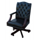 Fauteuil de bureau en acajou et cuir vert