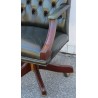Fauteuil de bureau en acajou et cuir vert