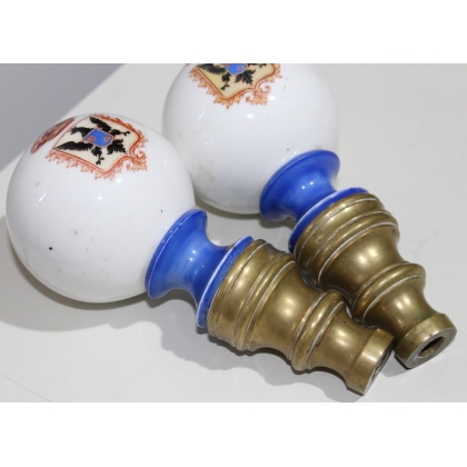 Pair of porcelain roller blind finials