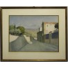 Pastel "Vue de Toscane" signé E. RIVIER