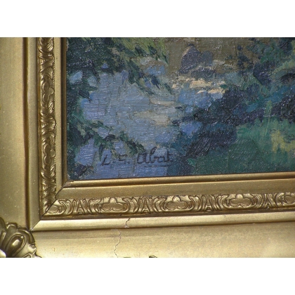 Paintings | Painting entitled ‘Village’, signed L. S, ABAT Moinat SA  – Antiques and home décor
