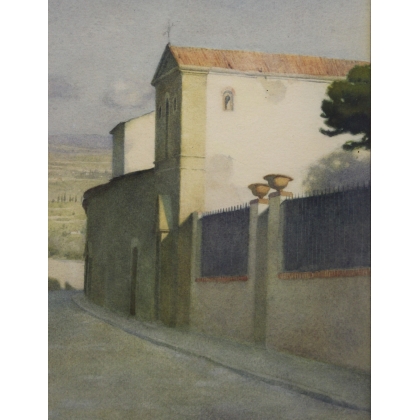 Pastel "Vue de Toscane" signé E. RIVIER