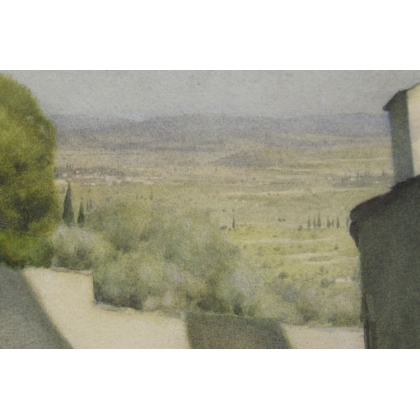 Pastel "Vue de Toscane" signé E. RIVIER