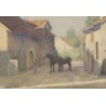 Pastel "Village Vaudois" signé Etienne RIVIER 1946