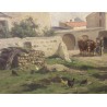 Tableau \"Scène de village\" signé Cl. QUINTON