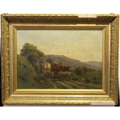 Tableau \"Scène de montagne\" signé Cl. QUINTON