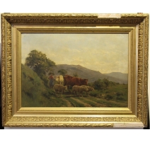Tableau "Scène de montagne" signé Cl. QUINTON