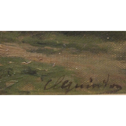 Tableau \"Scène de montagne\" signé Cl. QUINTON