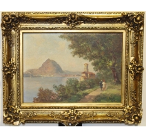 Tableau "Vue du Tessin" signé G. DJAKELI