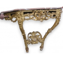 Console Louis XV en bois sculpté dessus marbre