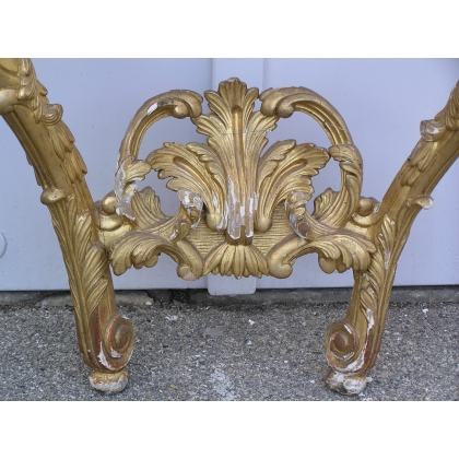  Console Louis XV en bois sculpté dessus marbre sur  Moinat SA  - Antiquités décoration