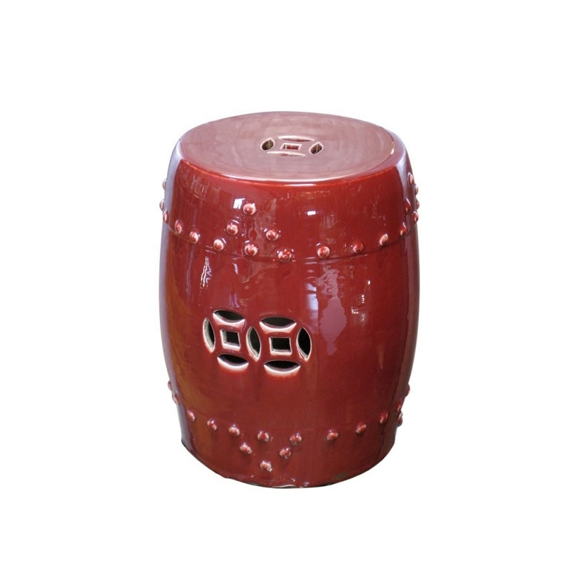 Tabouret en porcelaine rouge sang de boeuf