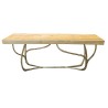 Table basse \"Lianes\" en bronze avec plateau bois