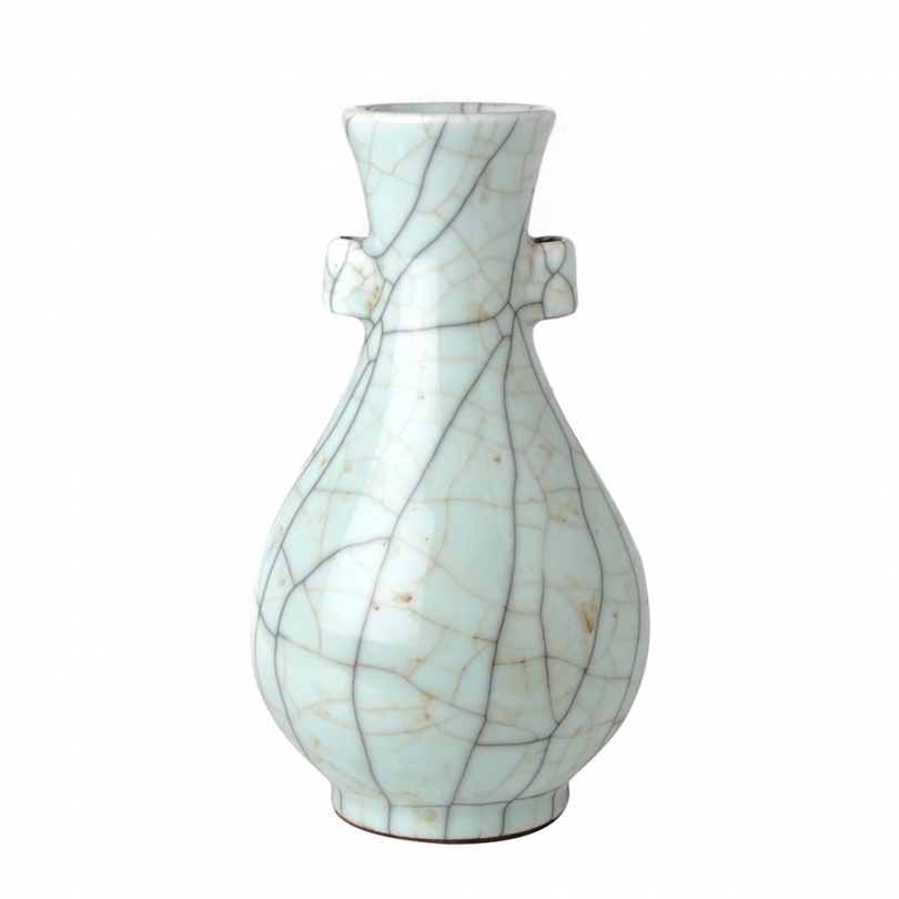 Celadon blue vase with handles