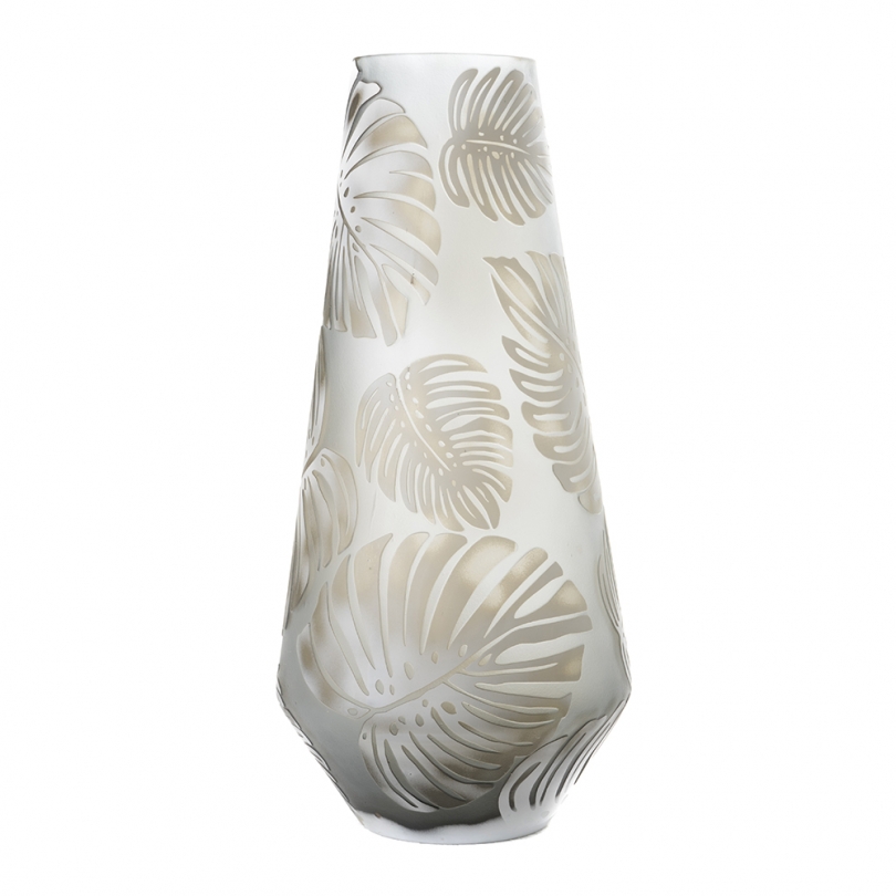 Vase esprit Nancy Feuilles Topicales en verre