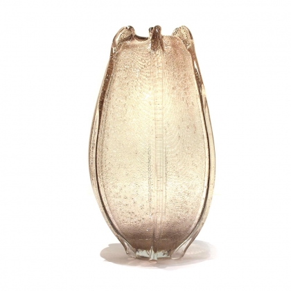 Vase texture champagne ambre en verre soufflé