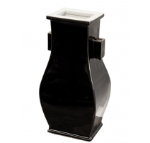 Vase à oreilles rectangle en porcelaine noire