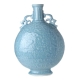 Vase gourde à oreilles décor lotus bleu, grand