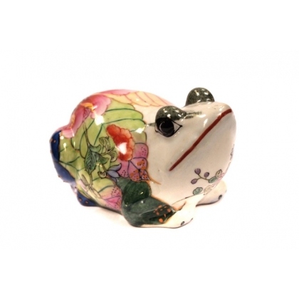 Grenouille en porcelaine polychrome
