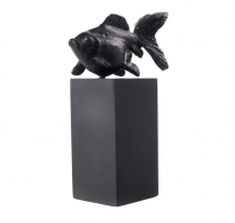 Poisson en bronze noir sur socle noir