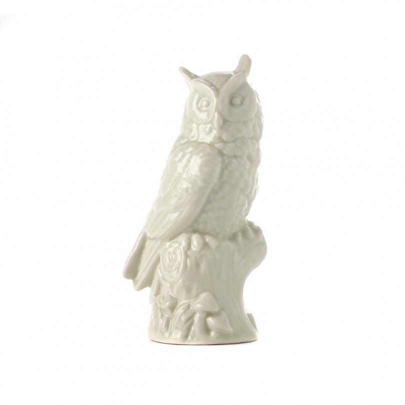 Hibou en porcelaine céladon, moyen