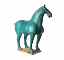 Cheval style han en terre cuite turquoise