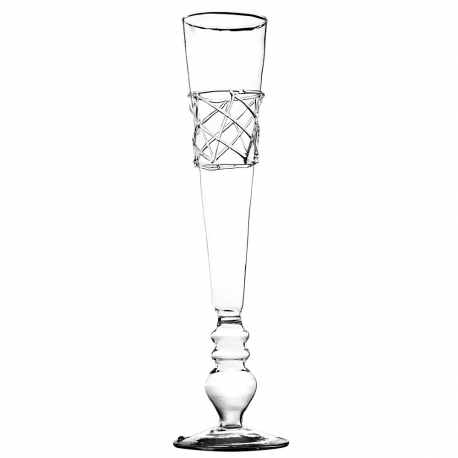 Set of 4 criss-cross glass champagne flutes