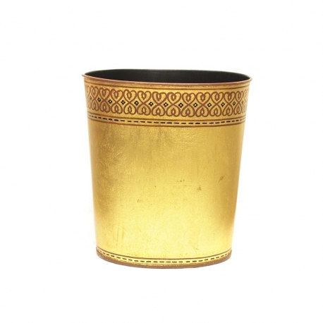 Sheet metal wastepaper basket with gold decoration