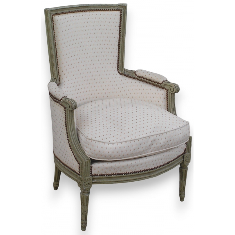 Grey-lacquered Louis XVI armchair with shovel-back on  Moinat SA  - Antiques and home décor