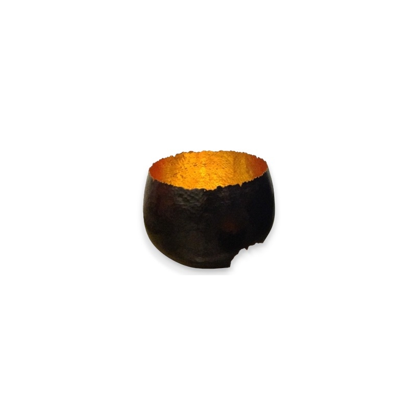 Large black and gold metal bowl