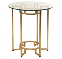 Table ronde en verre et laiton poli