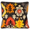 Yellow and orange ethnic cushion, black background
