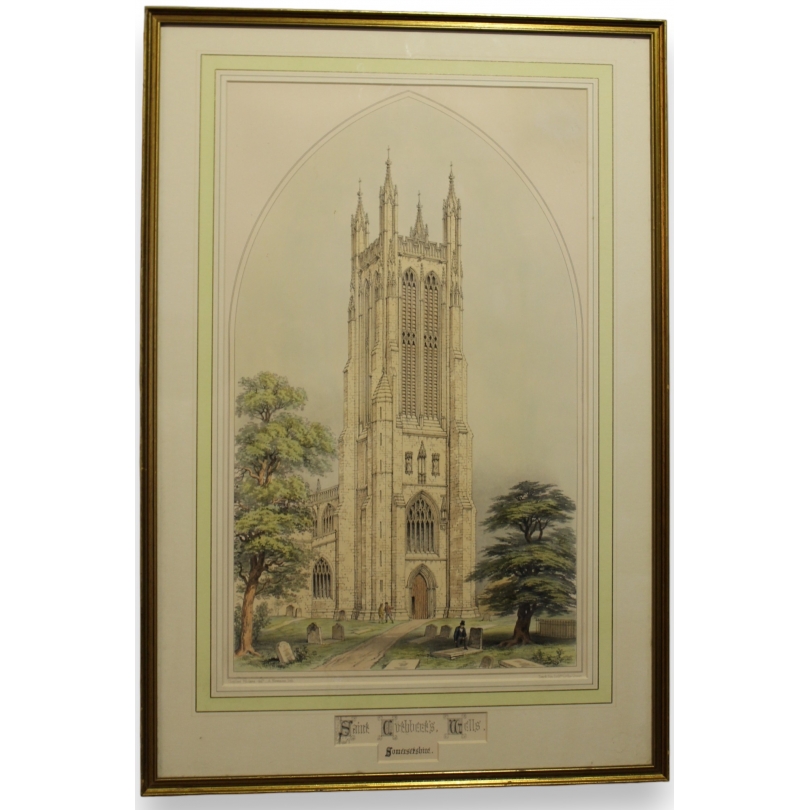 Gravure "Saint Cuthber's Wells" par C. WICKES