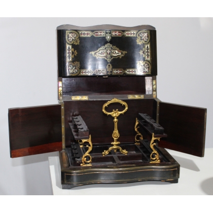 Liqueur cabinet with brass and tortoiseshell marquetry