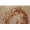 Gravure sanguine "Jeune fille aux fleurs"