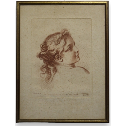 Gravure sanguine "Jeune fille"