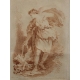 Gravure sanguine "Femme et aigle"