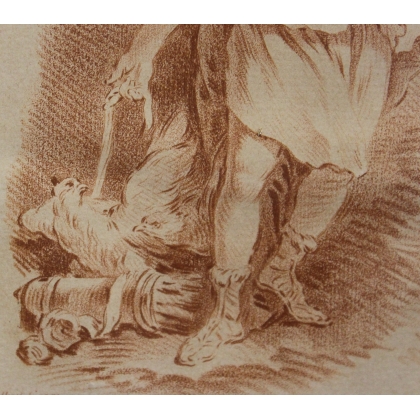 Gravure sanguine "Femme et aigle"