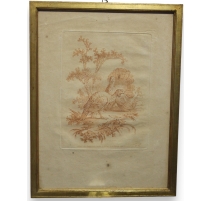 Gravure sanguine "Dindons"