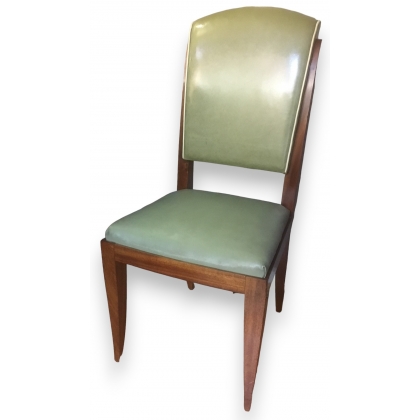 Suite de six chaises Art Deco en acajou et cuir