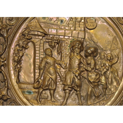 Embossed brass dish, ‘Le Rendez-Vous’